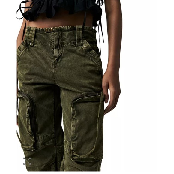 NWT Free People We The Free Can't Compare Slouch Pants Size S Army Green Grunge - Picture 3 of 13